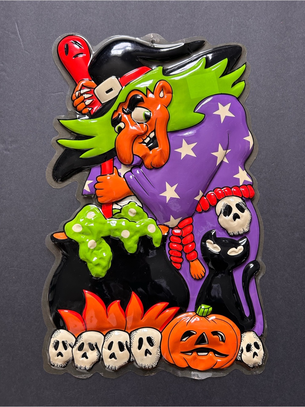 Vintage Halloween 3D witch hanging, molded vacuform die cut🧙
